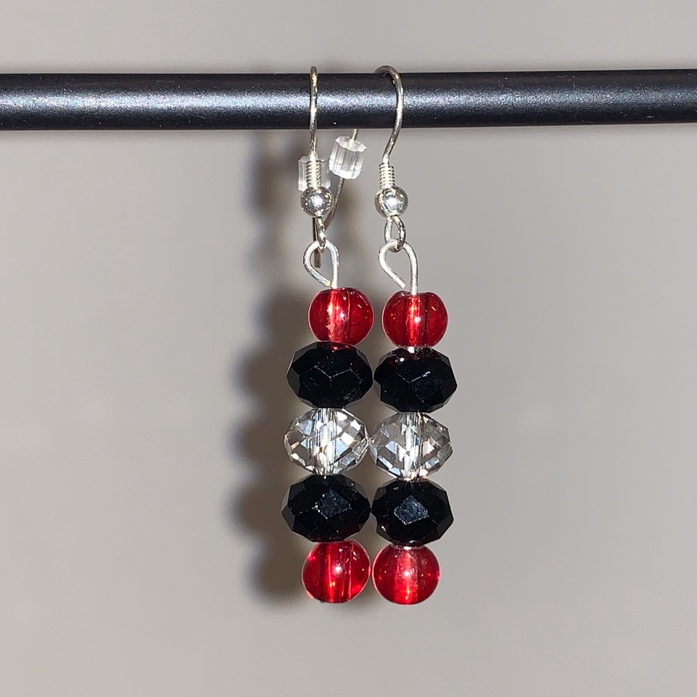 Red & Black Beaded Earrings